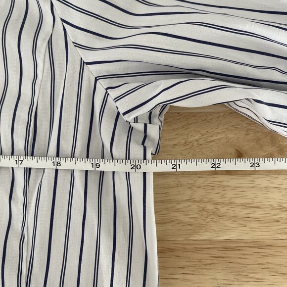 NWT Madewell Puff-Sleeve Button Up Stripe Blouse Size 14 NT779 Coastal Casual - Picture 4 of 10